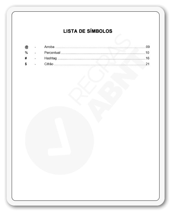 Modelo lista de símbolos