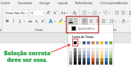 Cor do texto