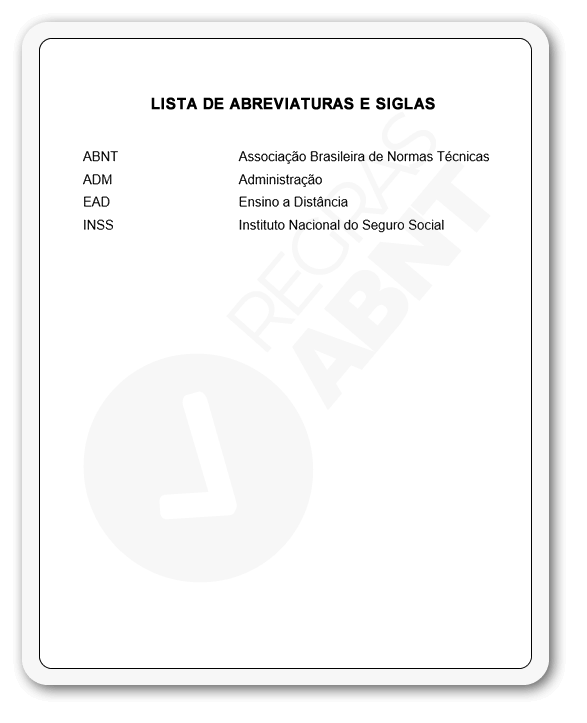 Modelo de lista de abreviaturas e siglas